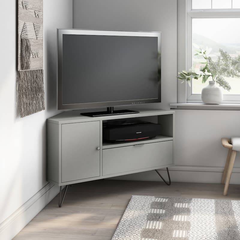 Talley Mid-Century Modern 41-inch 1-Open Shelf Corner TV Console by Furniture of America - Grey