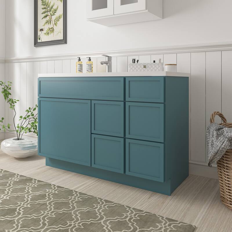 Vanity Art 48" Birch Freestanding Bathroom Vanity Cabinet without Top