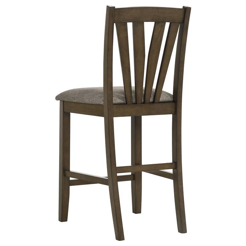 Kana Counter Height Chair Set of 2, Gray Fabric, Brown Wood Frame