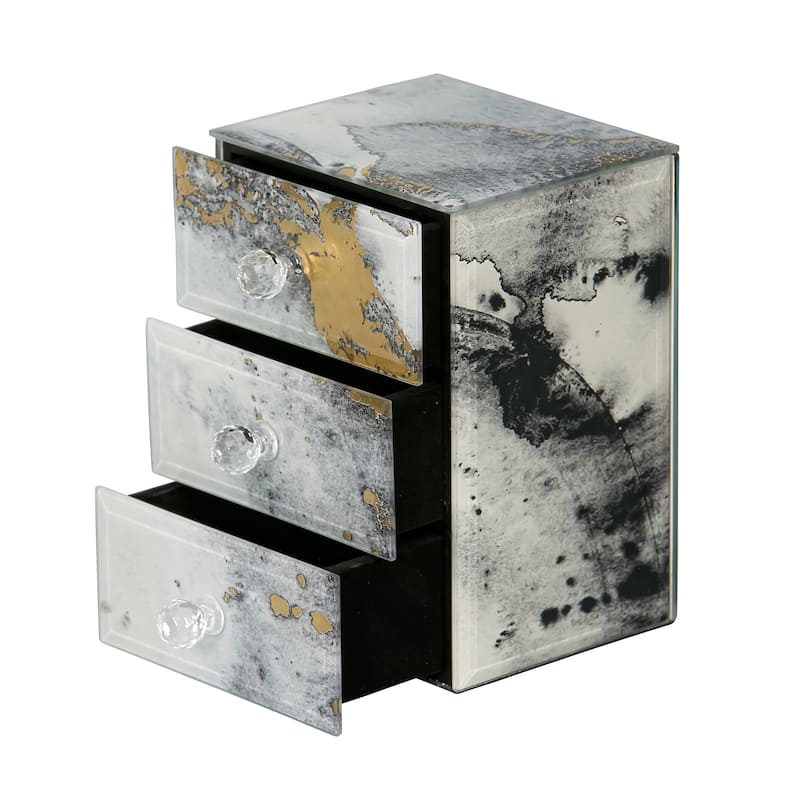 Mele and Co Maura Marbled Glass Jewelry Box with Gold Accents