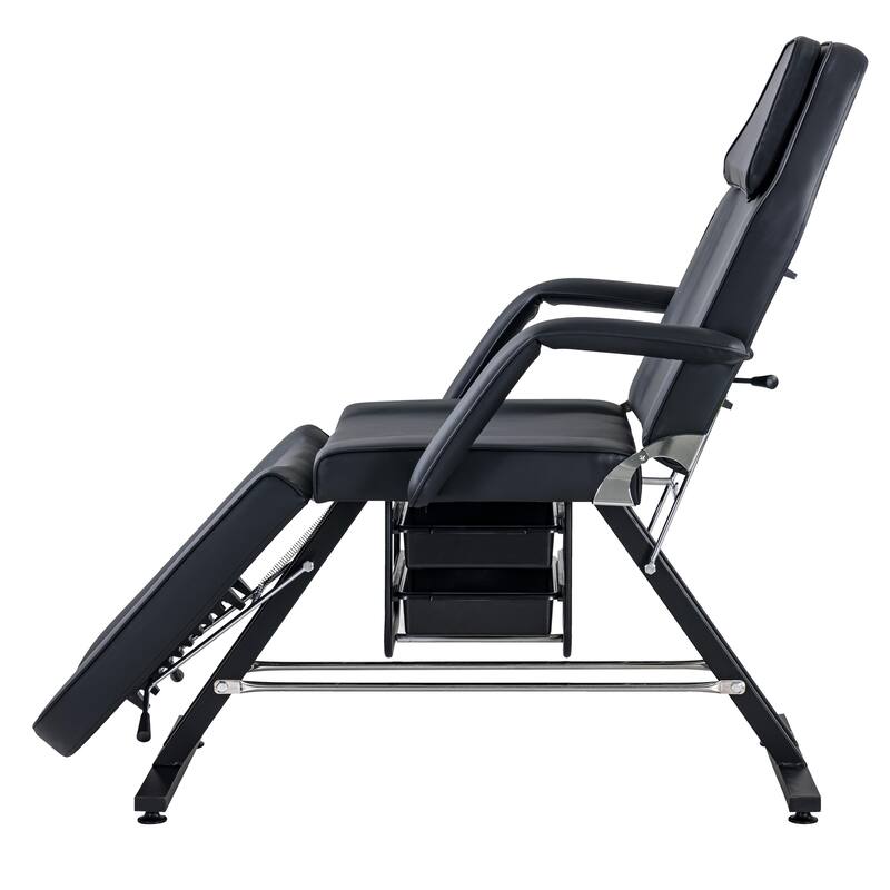 Massage Salon Tattoo Chair - 3-Section Adjustable Facial Bed with Two Trays & Hydraulic Stool, Multi-Purpose Spa Equipment