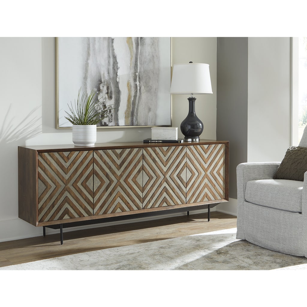 Signature Design by Ashley Dreggan Brown/Beige Accent Cabinet - 76"W x 16"D x 30"H