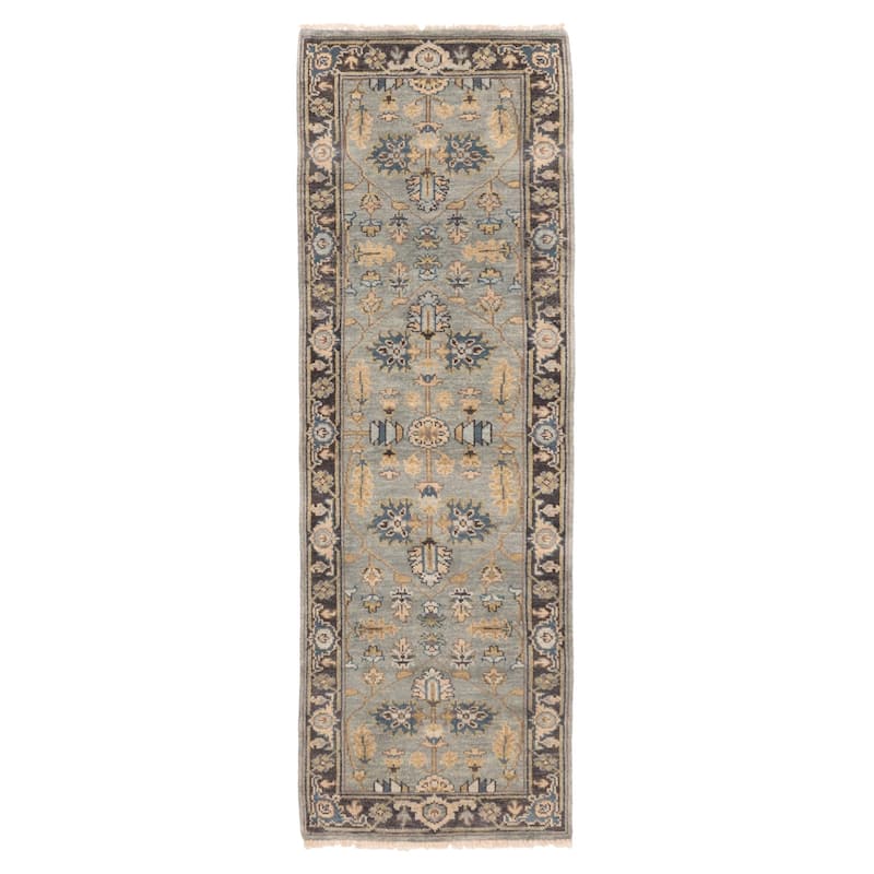 ECARPETGALLERY Hand-knotted Finest Agra Jaipur Teal Wool Rug - 2'6 x 7'11