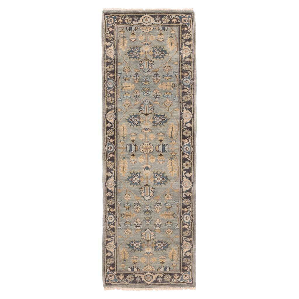 ECARPETGALLERY Hand-knotted Finest Agra Jaipur Teal Wool Rug - 2'6 x 7'11
