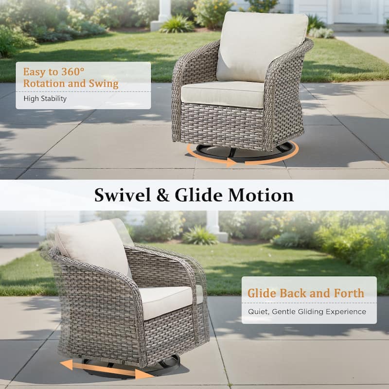 Pocassy Outdoor Patio Wicker Sofa Chair Furniture Set