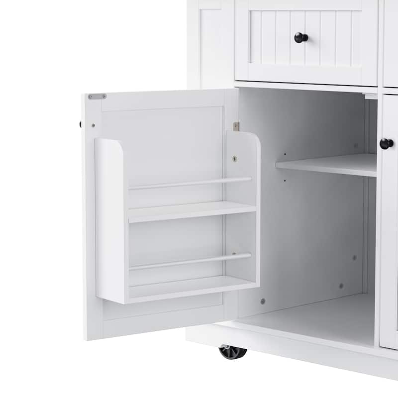 Kitchen Island Cart with Drop Leaf Rolling Kitchen Storage Cart on 5 Wheels with Drawers, Mobile Island Table for Kitchen