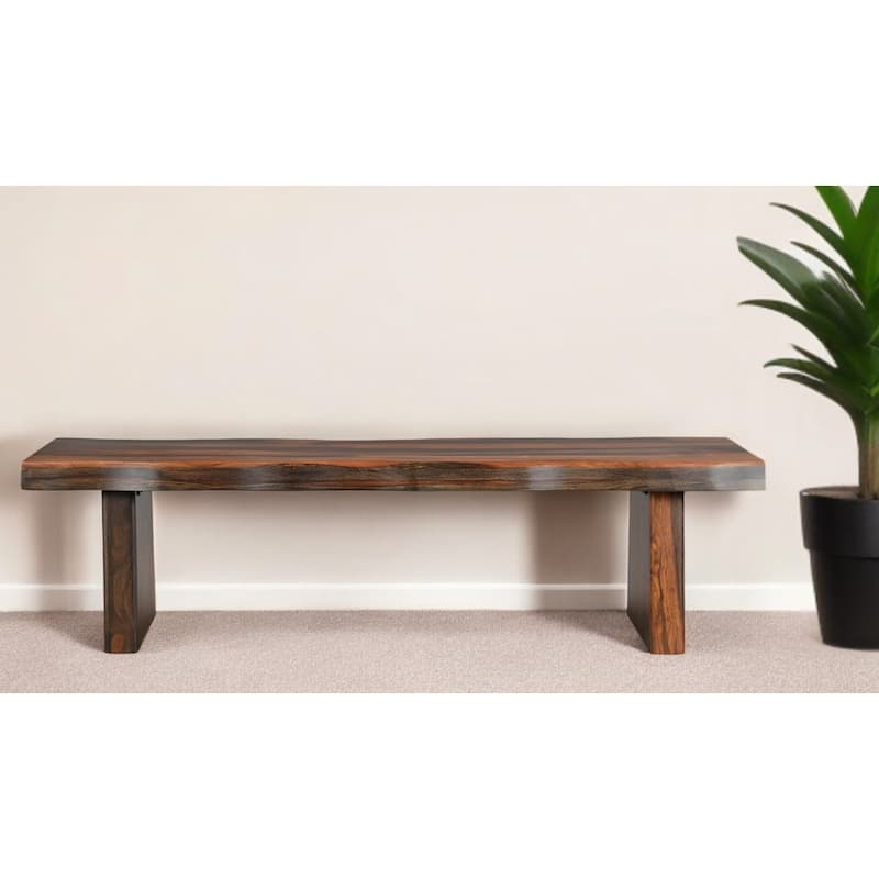 HomeRoots 68" Dark Brown Solid Wood Dining Bench - 68 - 68