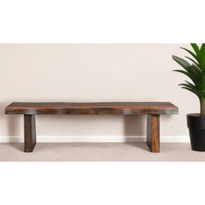 HomeRoots 68" Dark Brown Solid Wood Dining Bench - 68