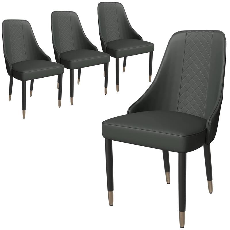 Allure Modern High-back Fabric or Leather Upholstered Accent Dining Chair with Solid Oak Wood Legs (Set of 4)