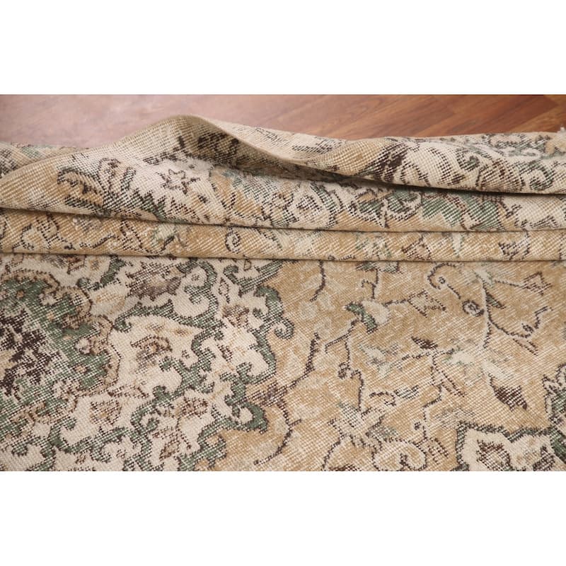 Distressed Sparta Oriental Vintage Area Rug Hand-Knotted Wool Carpet - 5'2" x 9'5"