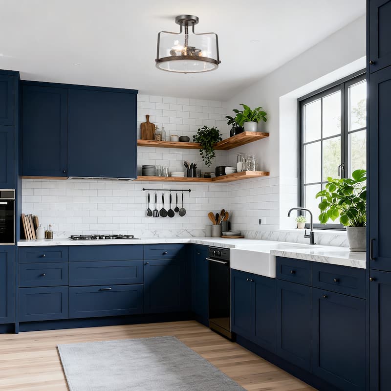 Modern Farmhouse 3-Light Glass Drum Semi Flush Mount Ceiling Lights