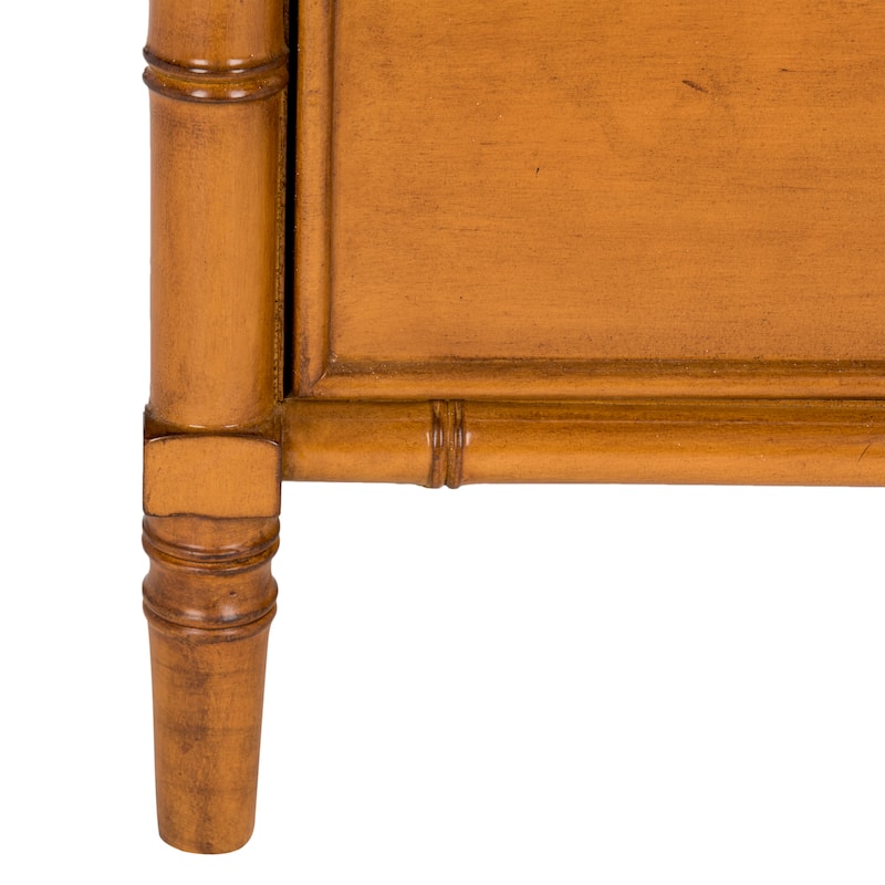 SAFAVIEH Jasmyne Modern Coastal 3-Drawer Navy Bamboo Nightstand