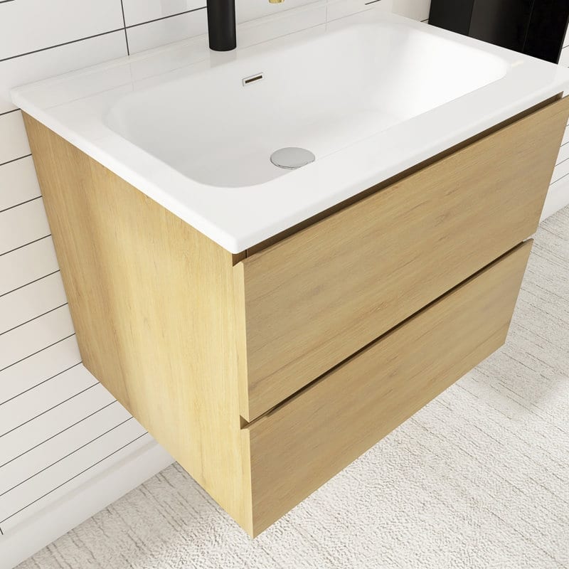24 inches Wall-mounted Bathroom Vanity Set with White Ceramic Integrated Sink - 24" x 18"