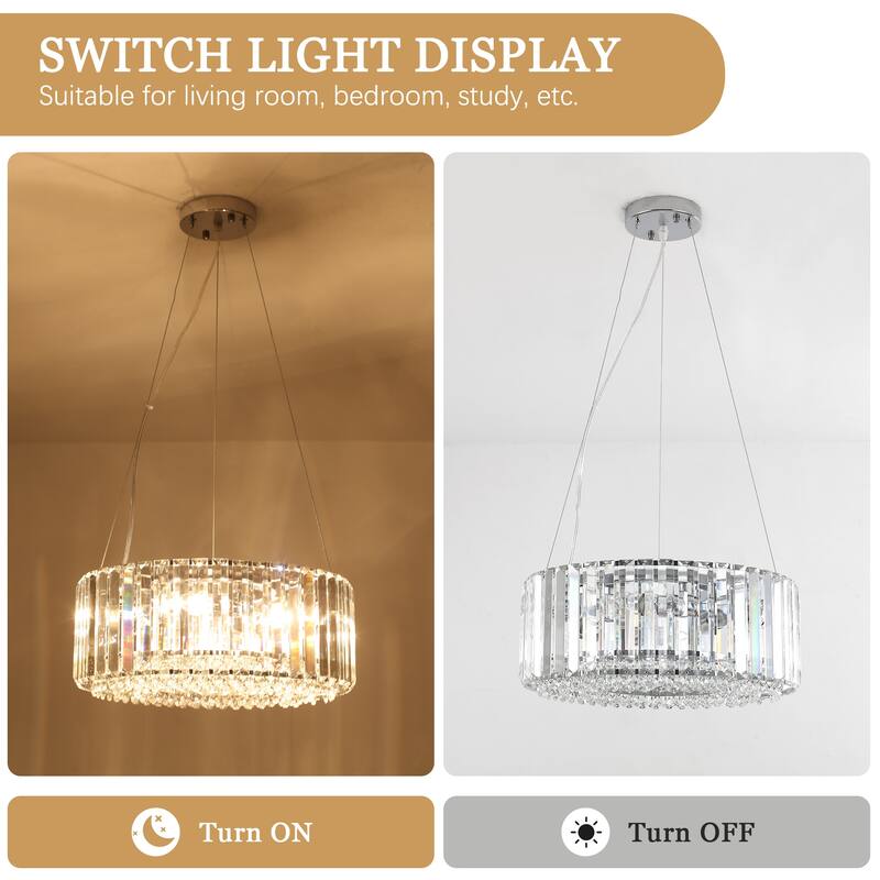 5-Light Modern Pendant Design Crystal Hanging Linear Chandelier Lighting for Dining Room Kitchen Island