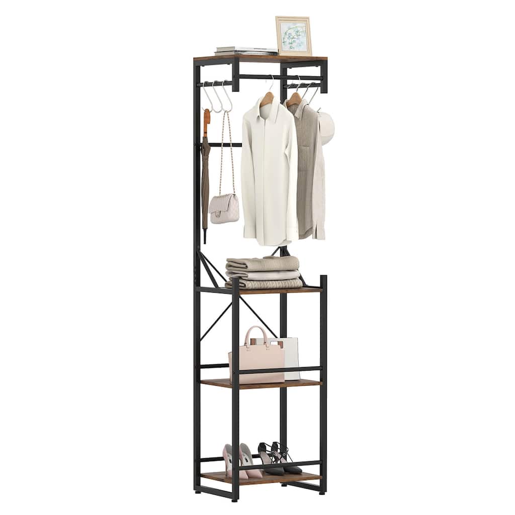 Costway Freestanding Coat Rack with 4 Storage Shelves 6 Hooks & 3 - See Details