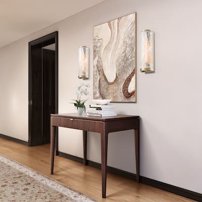 Artcraft Skye 2-Light Wall Sconce - Wispy White Murano Style Alabaster Glass Shade