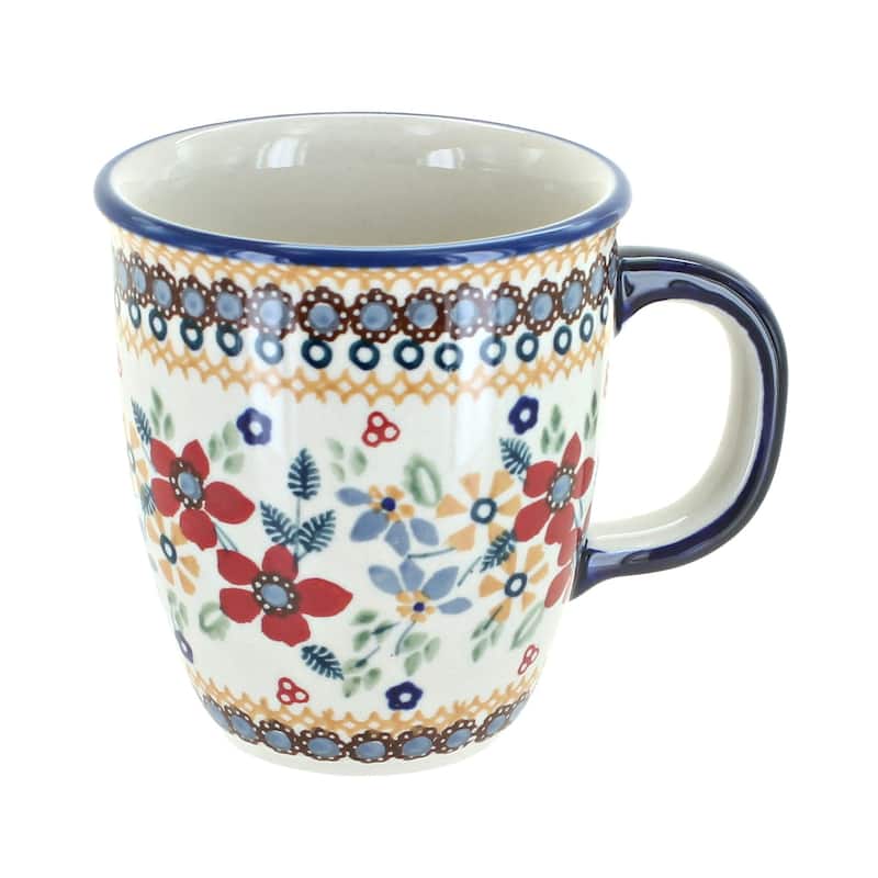 Blue Rose Polish Pottery Manufaktura Coffee Mug - Red Daisy