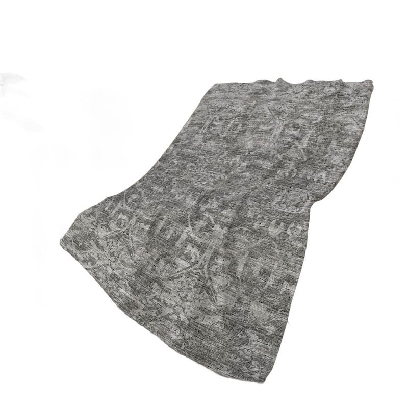 HomeRoots 50" X 70" Charcoal And Gray Damask Polyester Woven Plush Throw Blanket