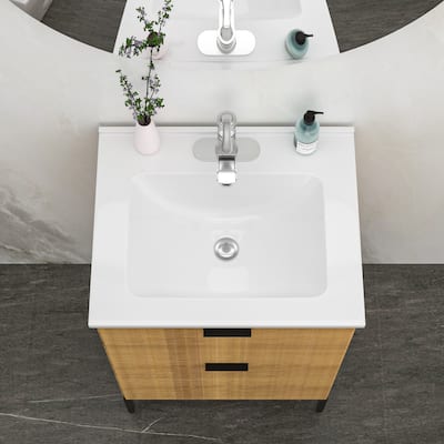 24x19.7 Inch Rectangular Single Ceramic Vanity Top with 1 Faucet Hole and Overflow,Sink Only