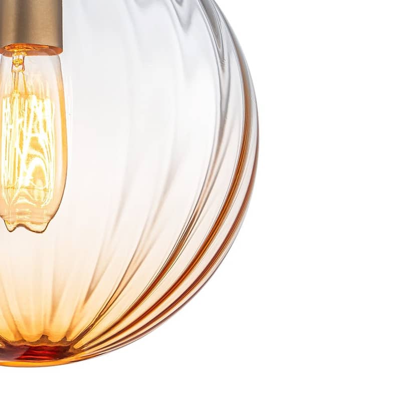 Gradual Colorful Ribbed Glass Globe Single Semi Flush Ceiling Light