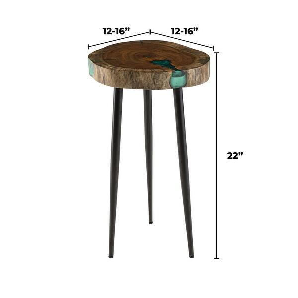 Cooke 22-Inch Tall Solid Wood Live Edge Cinnamon Accent Table with ...
