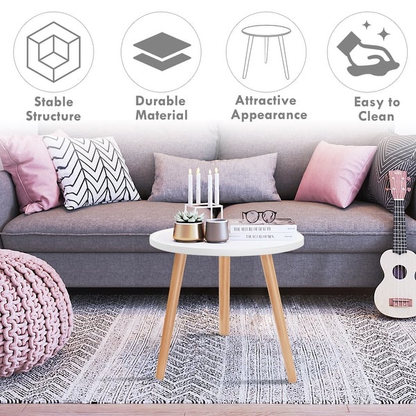 Shop Costway Modern Round Coffee Tea Side Sofa Table Living Room