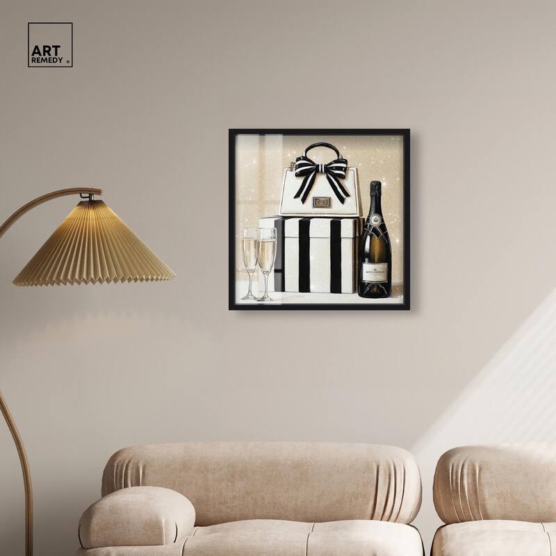 Black and White Striped Glam Shadowbox by Art Remedy