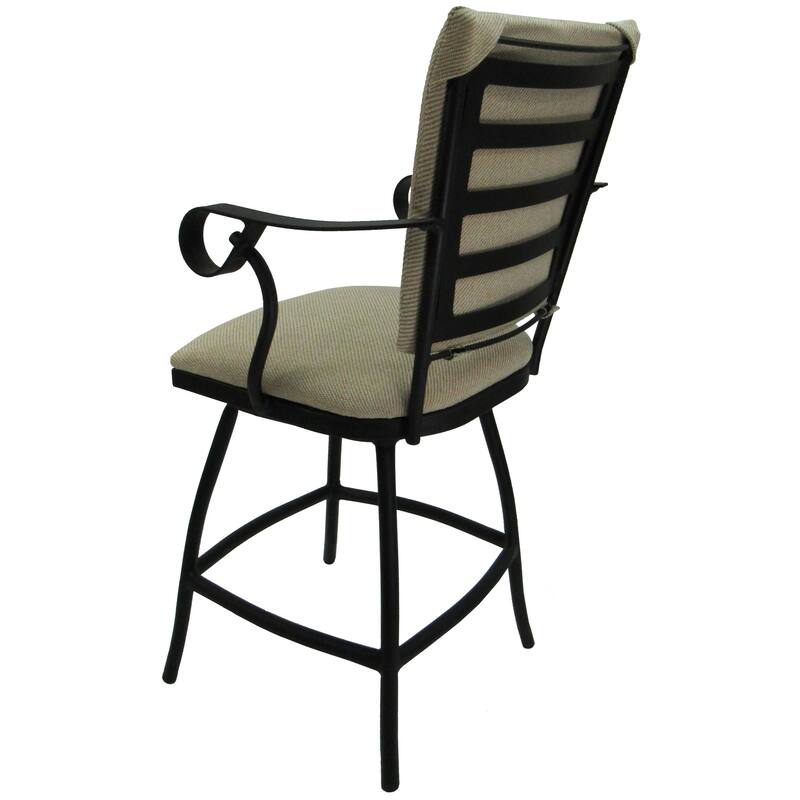 Swivel Counter 26" Bar Stool with a Padded Back - Jenna - Black Frame - 26 inch Seat
