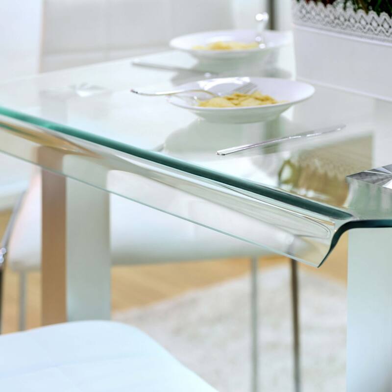 Furniture of America Maza 59-inch Silvertone Metal/Glass Dining Table
