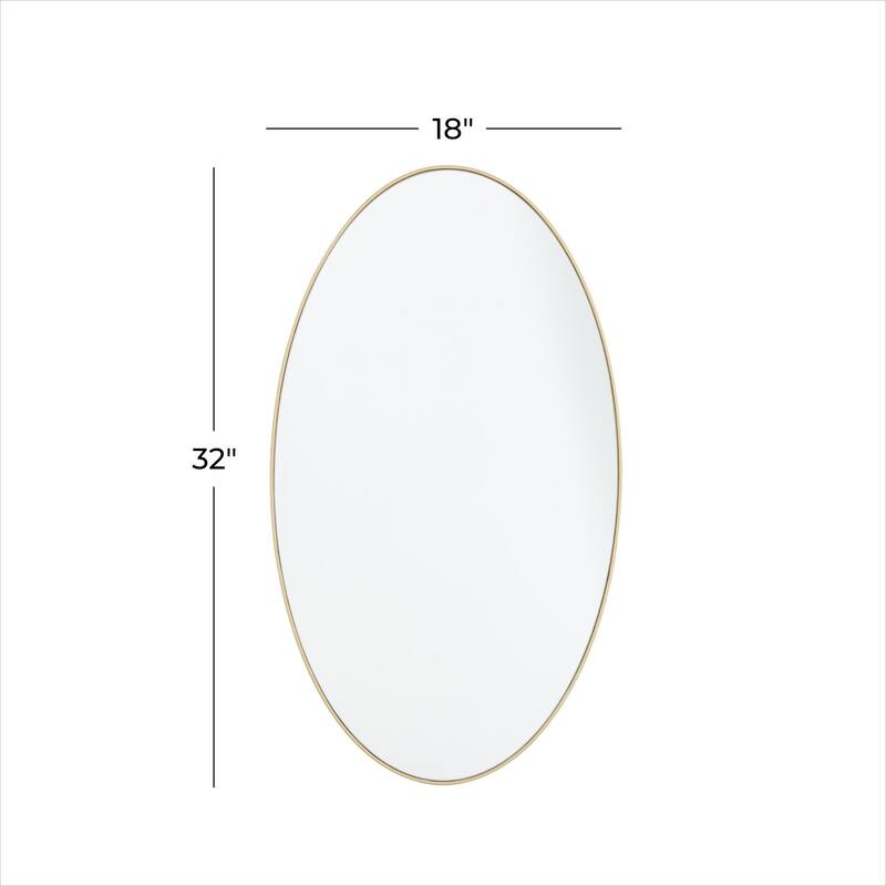 Wood Oval Room Wall Mirror with Thin Minimalistic Frame - Black, Gold or White - Roche River Decor