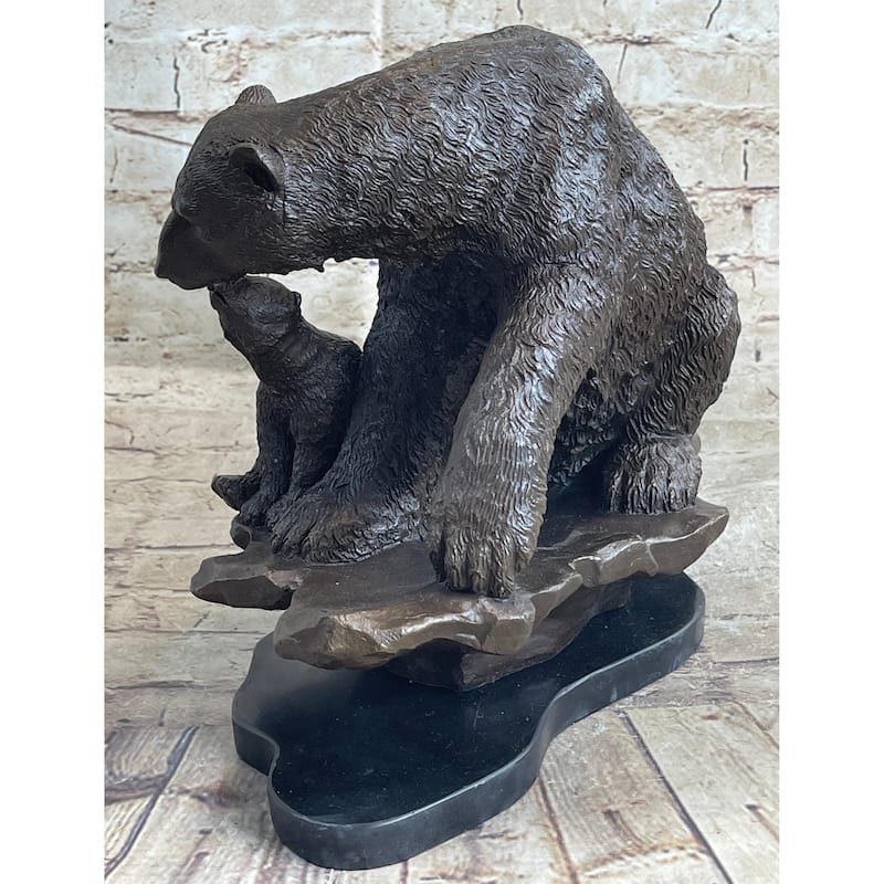Large Polar Bear With Cub Bronze Sculpture Art Deco Statue Figurine Figure Decor