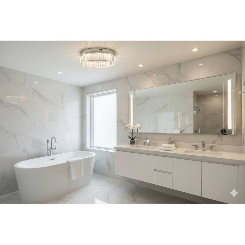 Transitional 1-Light Chrome Crystal LED Flush Mount