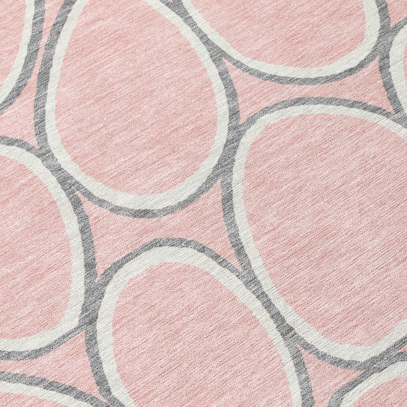 Machine Washable Indoor/ Outdoor Modern Bubbles Chantille Rug
