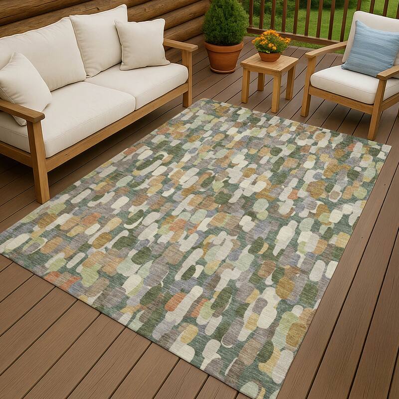 Machine Washable Indoor/ Outdoor Contemporary Drew Chantille Rug - Basil - 8' x 10'