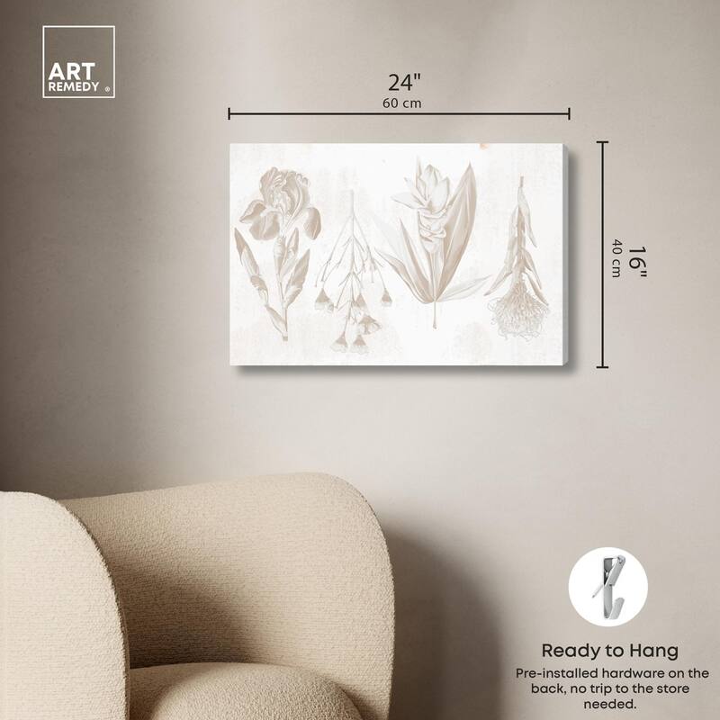 White Pressed Flora Canvas by Art Remedy, Gallery Wrapped