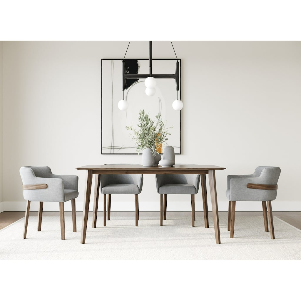 Modrest Castillo & Jordan Modern Grey Fabric & Walnut 5-Piece Dining Set