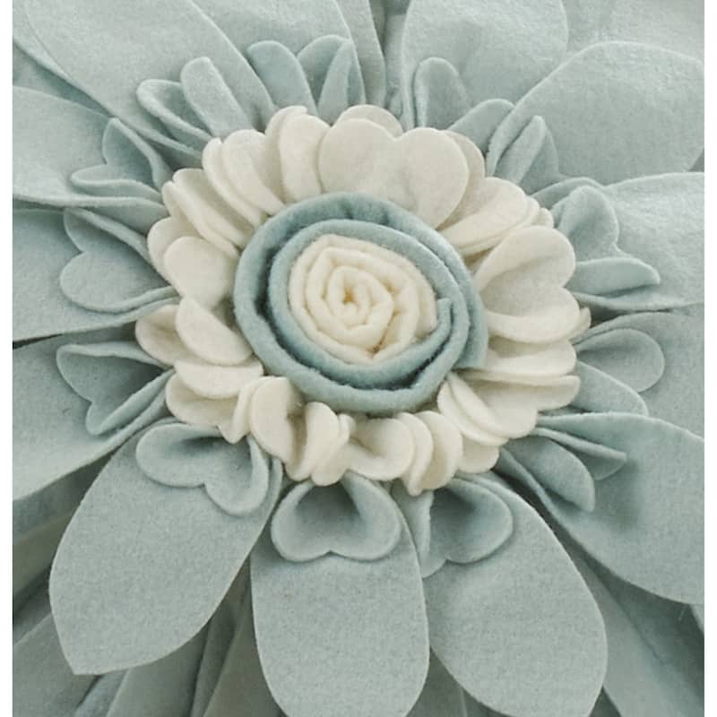 Felt Flower Design Poly-Filled Throw Pillow