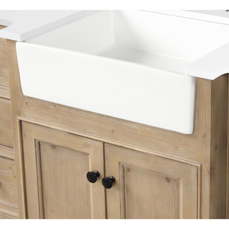 Ari Bath, Kelly 48" Bathroom Vanity, Weathered Fir Finish, White Engineered Stone - 48