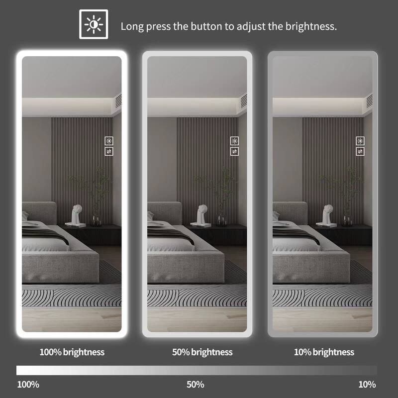 Full Length Mirror Lighted Vanity Body LED Wall-Mounted Mirror Big Size Rounded Corners, Bedroom, Living Room