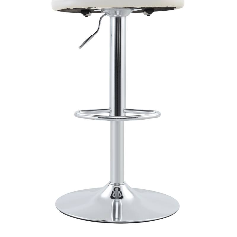 PU Leather Upholstered Bar Stools Set of 2, Adjustable Height Swivel Bar Stools, Dining Chairs with Chrome Base & Footrest