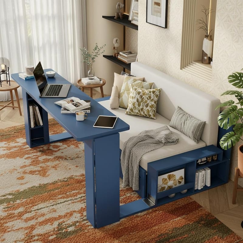 4-in-1 Convertible Daybed with Foldable Desk, Pull-Out Bed & Storage by Harper&Bright Designs