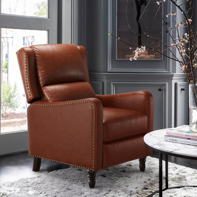 Genuine Leather Recliner Chair Comfortable Chairs for Living Room - Brown