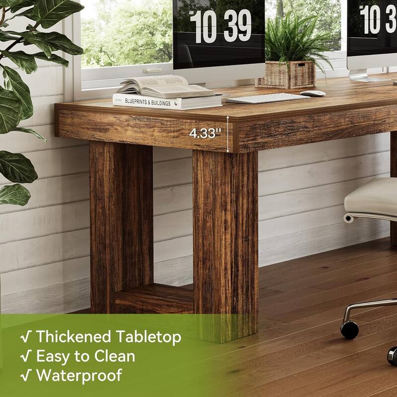 86.6 Inches Extra Long Two Person Desk, Double Computer Writing Desk