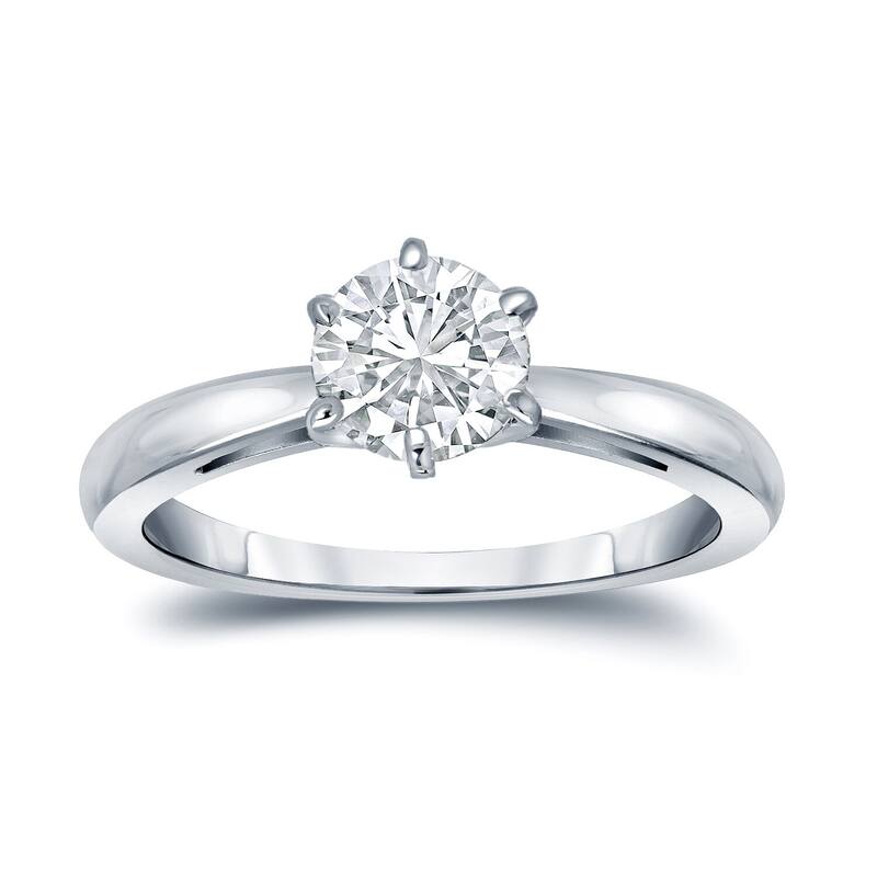 Auriya 18k Gold GIA Certified 1.50ct TDW Round 6-Prong Solitaire Diamond Engagement Ring - 4 - White