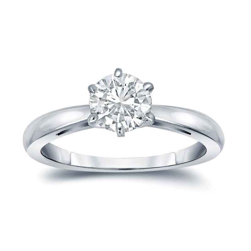 Auriya 18k Gold GIA Certified 1.75ct TDW Round 6-Prong Solitaire Diamond Engagement Ring - 4 - White