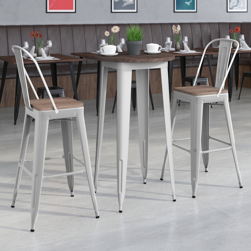 Silver bar shop table set