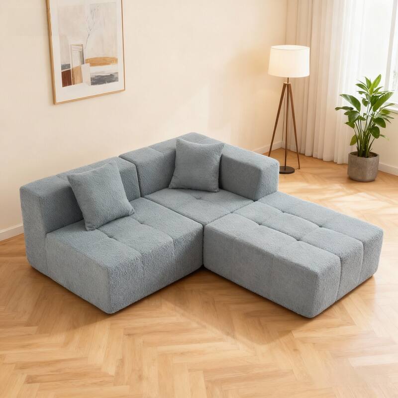 Modern Modular Sectional Sofa, Armless Floor Couch with Removable Back Cushions for Apartment and Living Room