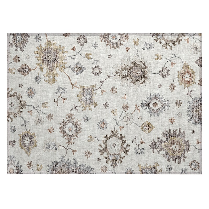 Machine Washable Indoor/ Outdoor Chantille Traditonal Kashan Rug