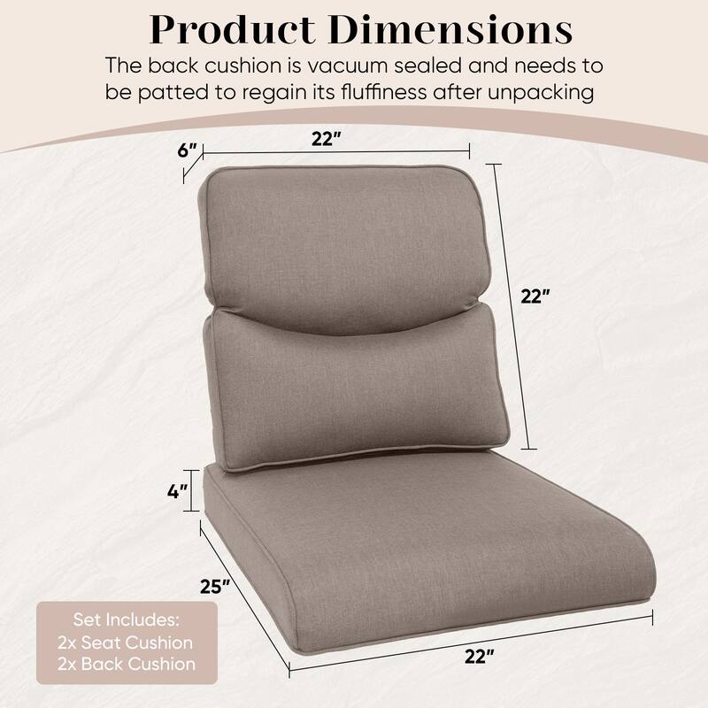 Pocassy 22x25x4 Inch Cushion for Outdoor Swivel Chairs Sofa Set