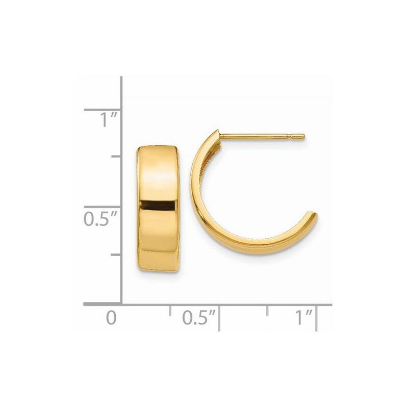 Curata 14k Yellow Gold 14x5.5mm Polished Half Hoop Post Earrings